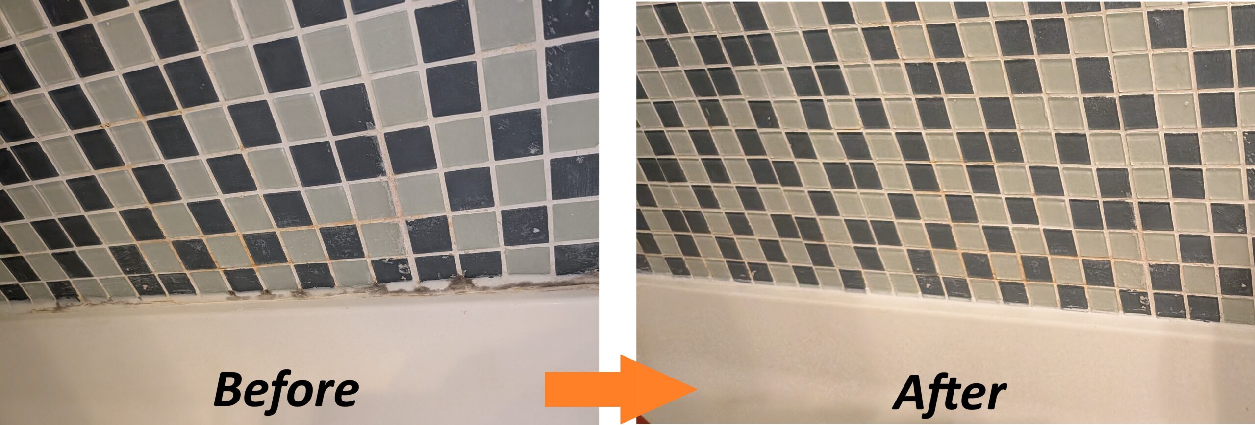 Professional caulking job - before and after Recaulking Bathtub